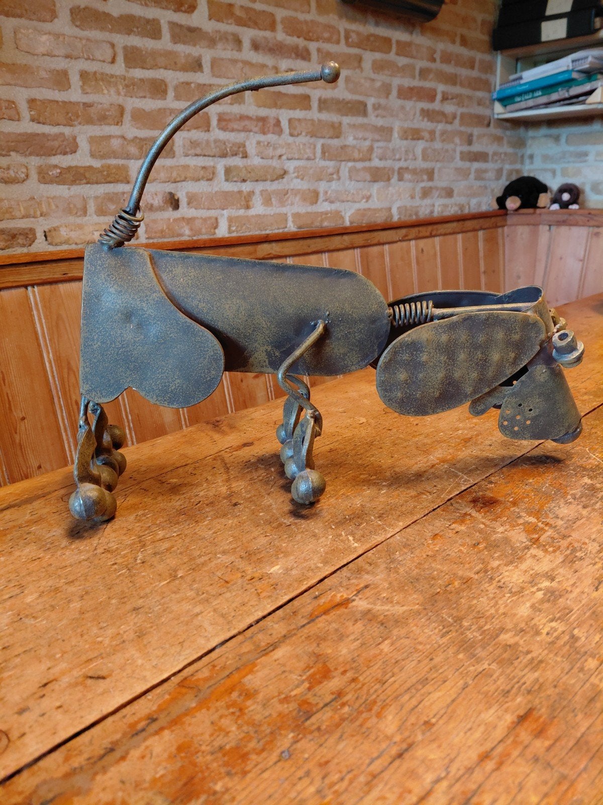 Metalen Teckel mooi patina., Antiek en Kunst, Ophalen of Verzenden