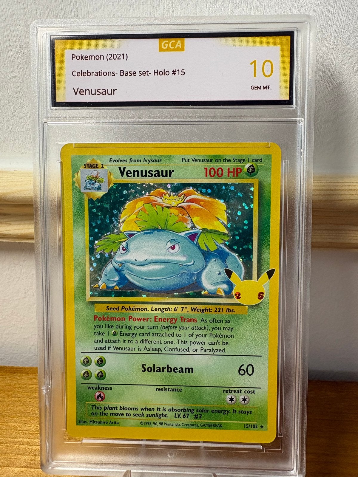 Venusaur Celebrations Base Set Holo #15 GCA 10 Pokémon Kaart, Ophalen of Verzenden, Nieuw, Losse kaart, Foil