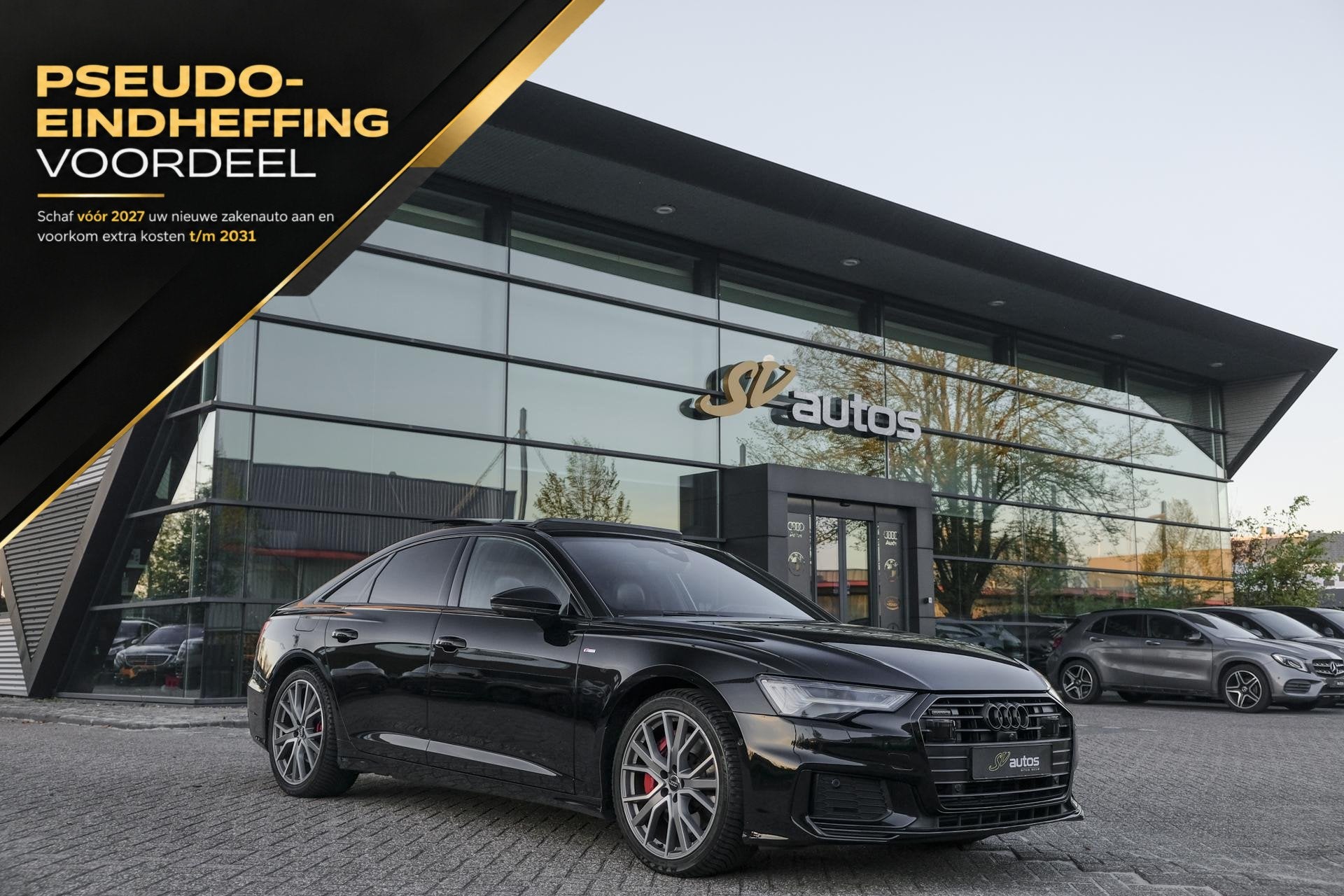 Audi A6 Limousine 55 TFSIe Competion 367pk Quattro Panoramad, Auto's, Automaat, Gebruikt, 4 cilinders, Verwarmde buitenspiegels