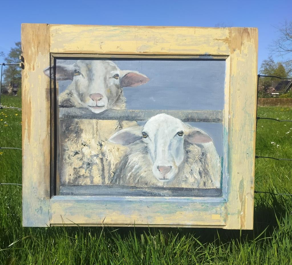 Schilderij schapen, Ophalen of Verzenden
