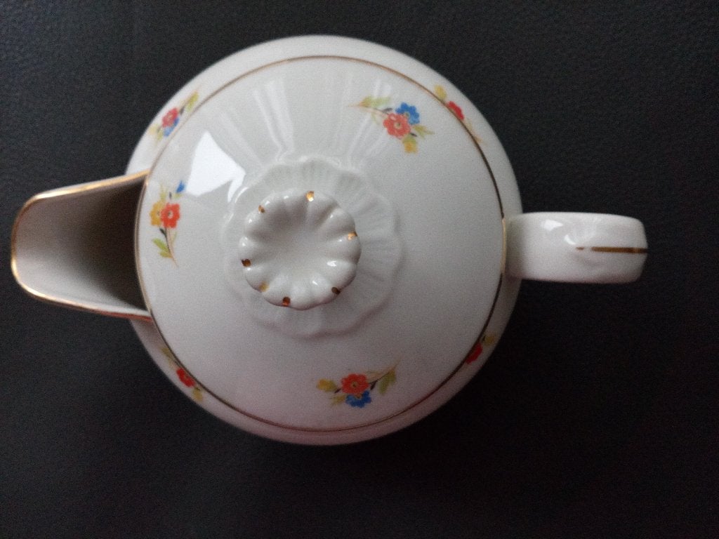 Melkkannetje met deksel Botervloot met dekselmet bloemmotief, Antiek en Kunst, Ophalen of Verzenden