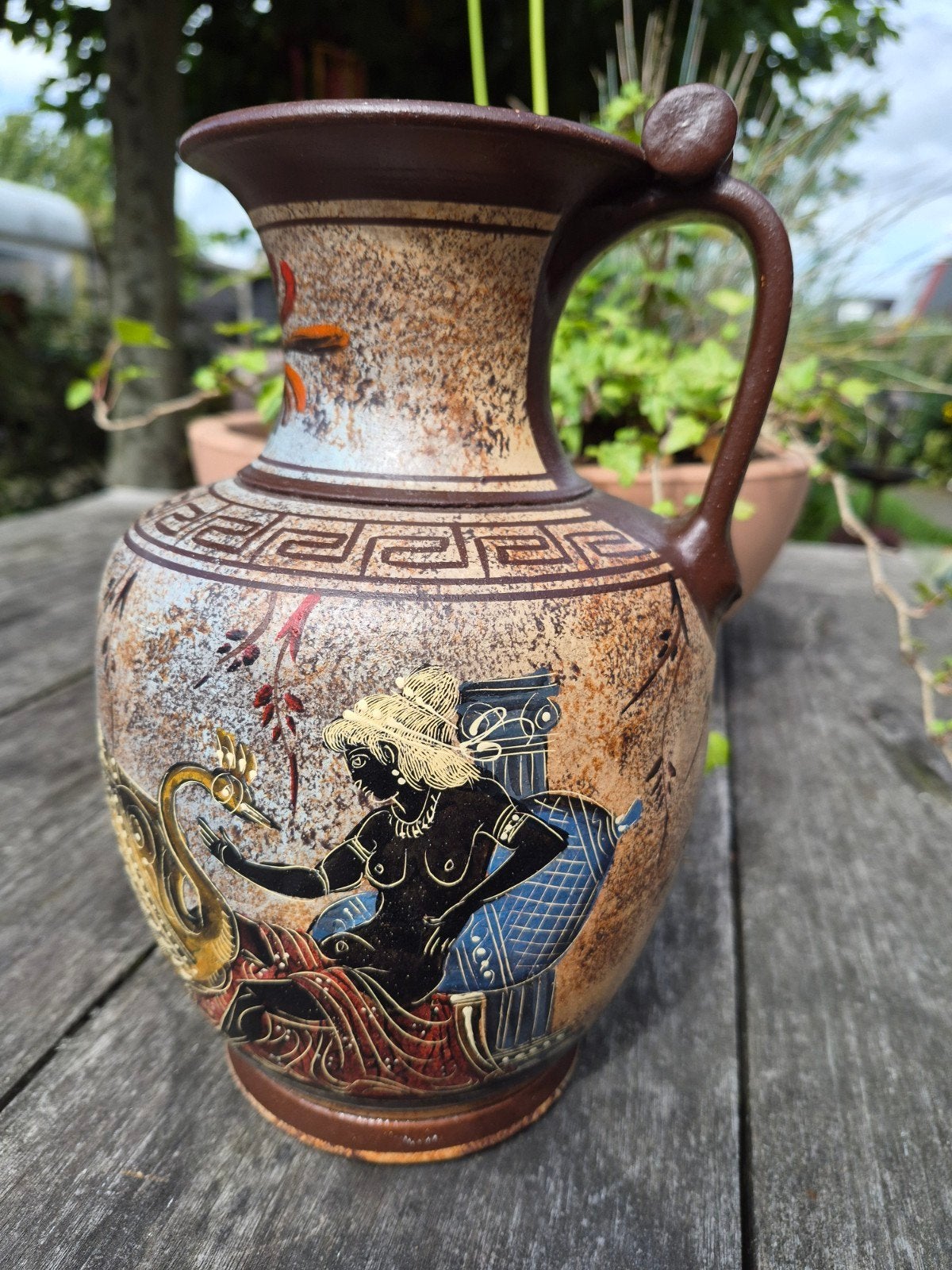Vintage griekse vaas met mythologische afbeeldingen., Ophalen of Verzenden