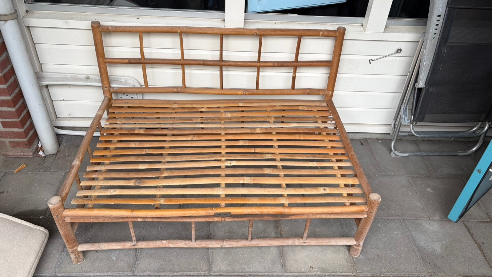 Bamboe loungebankje, Tuin en Terras, Tuinsets en Loungesets, Ophalen, Overige materialen, 2 zitplaatsen