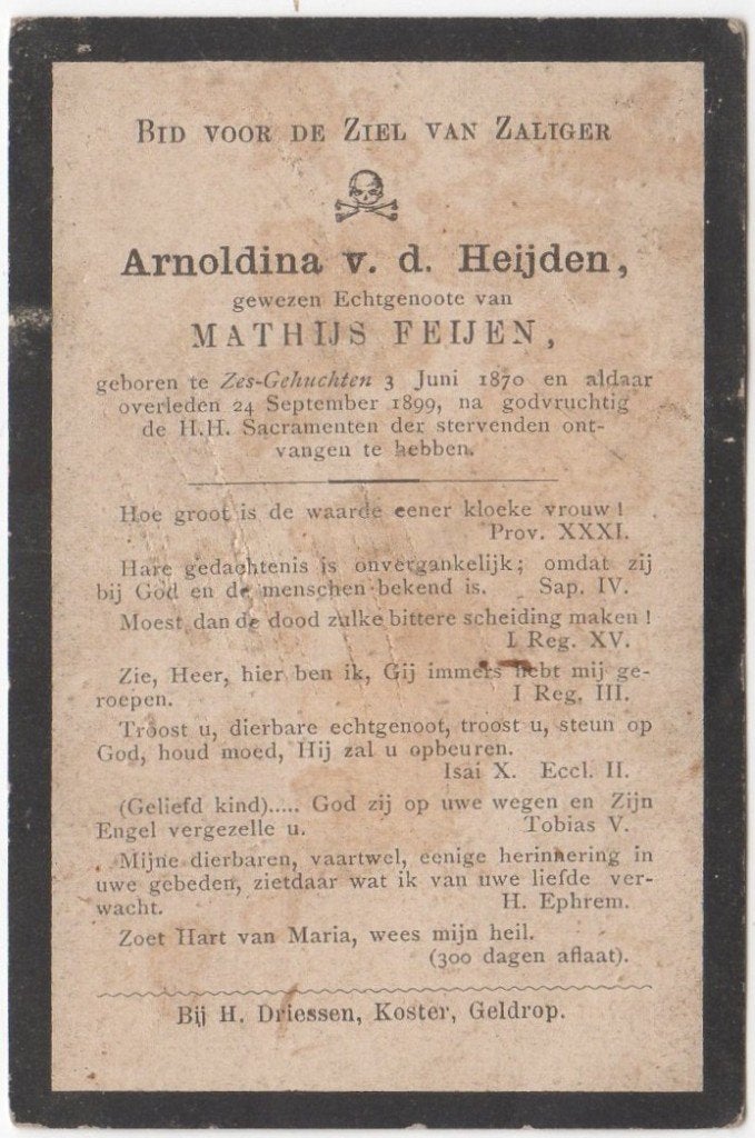 Arnoldina v.d. Heijden 1870 - 1899 Zes-Gehuchten, 29 jr oud, Verzenden
