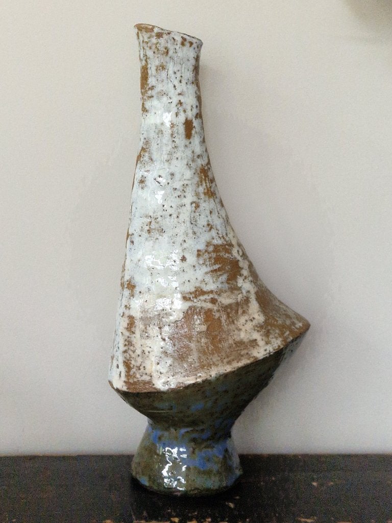 Vintage geglazuurde keramische vaas., Ophalen of Verzenden, Zo goed als nieuw, Handgemaakt, 41 cm