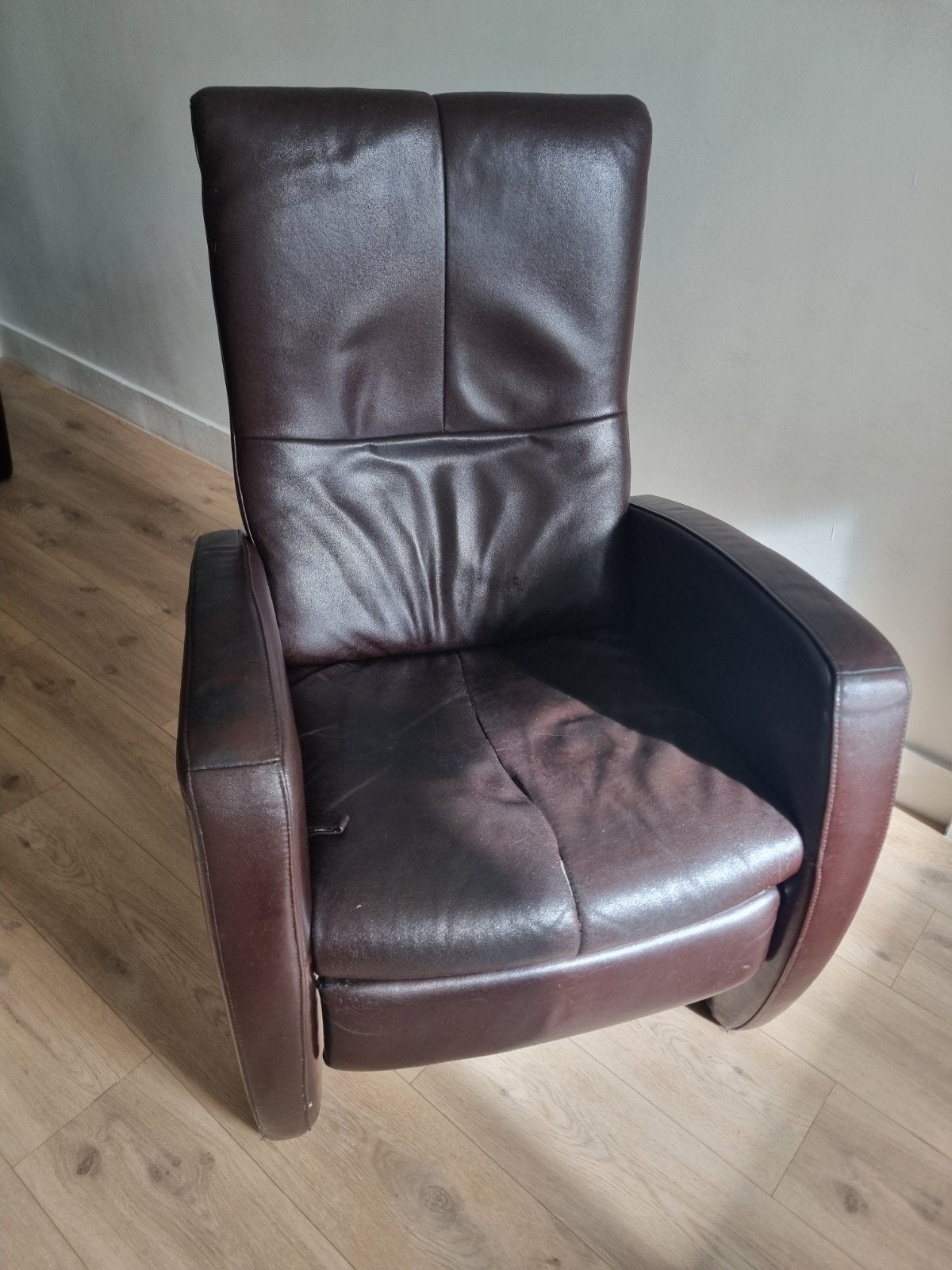 2x Leren relaxfauteuil - Bruin, Ophalen, Gebruikt, 100 tot 125 cm, Leer