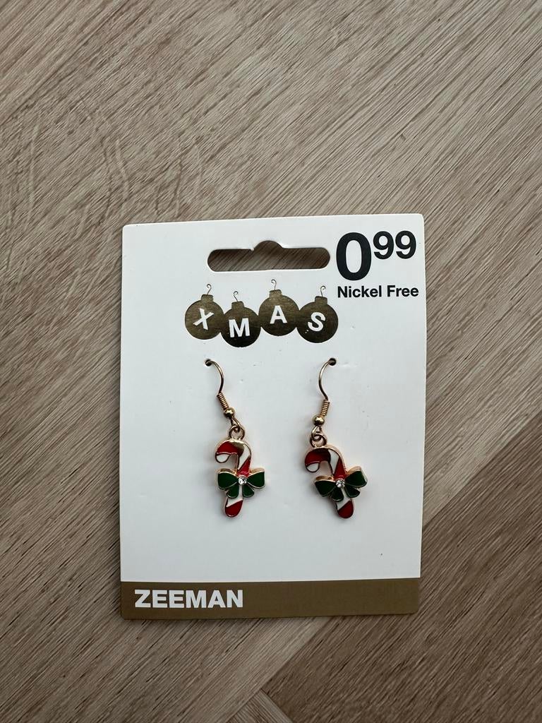 Kerst Oorbellen Candy Cane, Met kristal, Overige materialen, Hangers, Nieuw