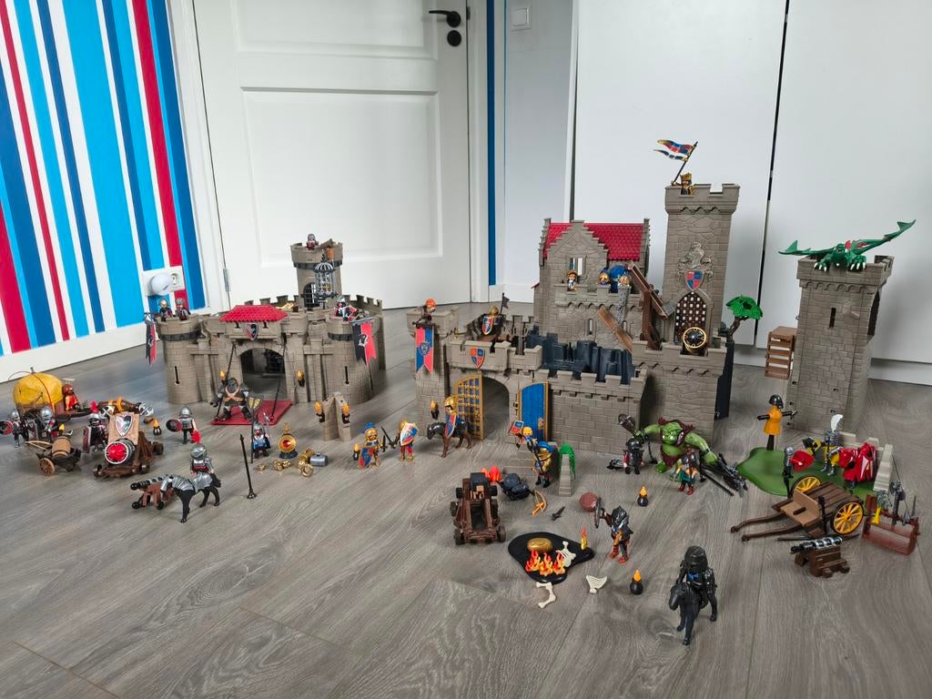 Enorm Playmobil Ridderkasteel (6000, 6001 + extra's), Ophalen of Verzenden, Gebruikt, Complete set