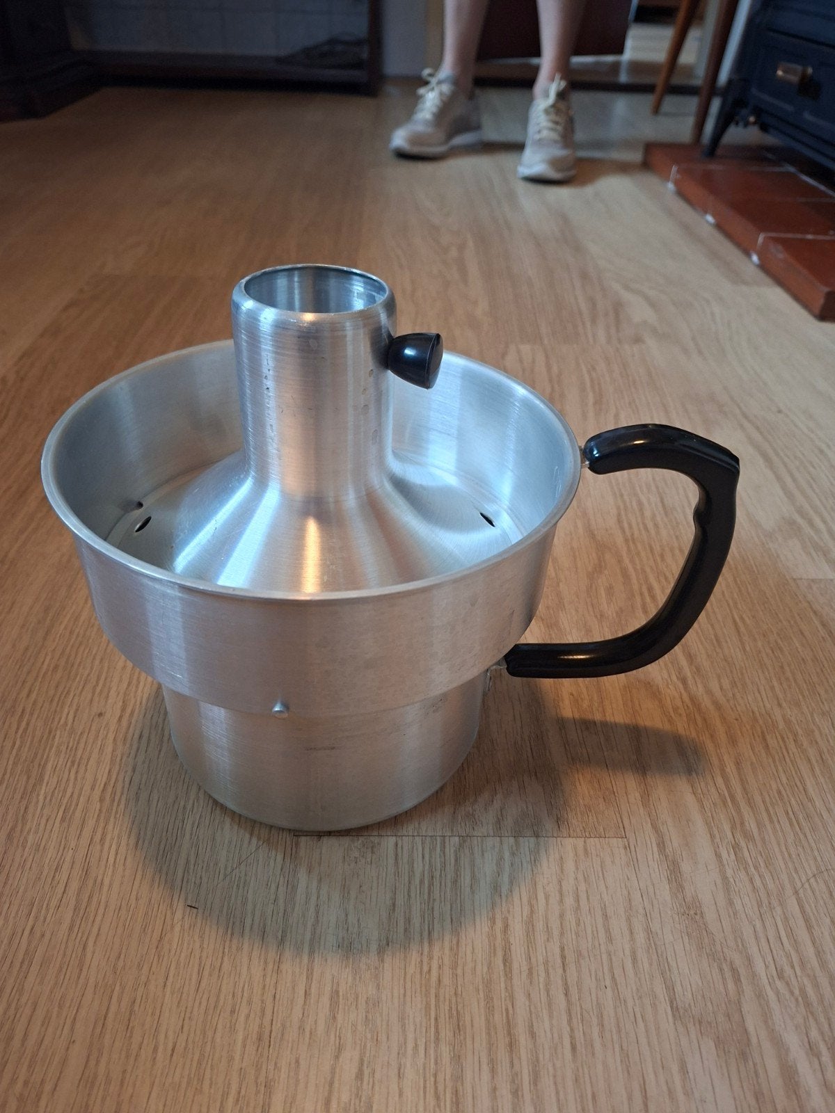 Vintage aluminium melkkoker met handvat, Witgoed en Apparatuur, Ophalen of Verzenden, Gebruikt