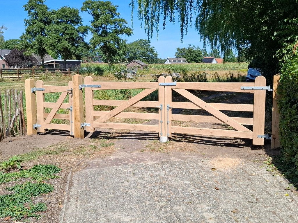 tuin poort houten tuihek dubbele landhek toegangspoort, Nieuw, Ophalen of Verzenden, 150 tot 200 cm, Hout