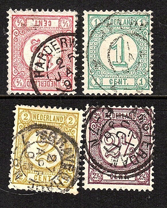 nvph 30-33 cijferzegels 1876-1894 gebruikt zie scan 061, Postzegels en Munten, Ophalen of Verzenden, T/m 1940, Gestempeld