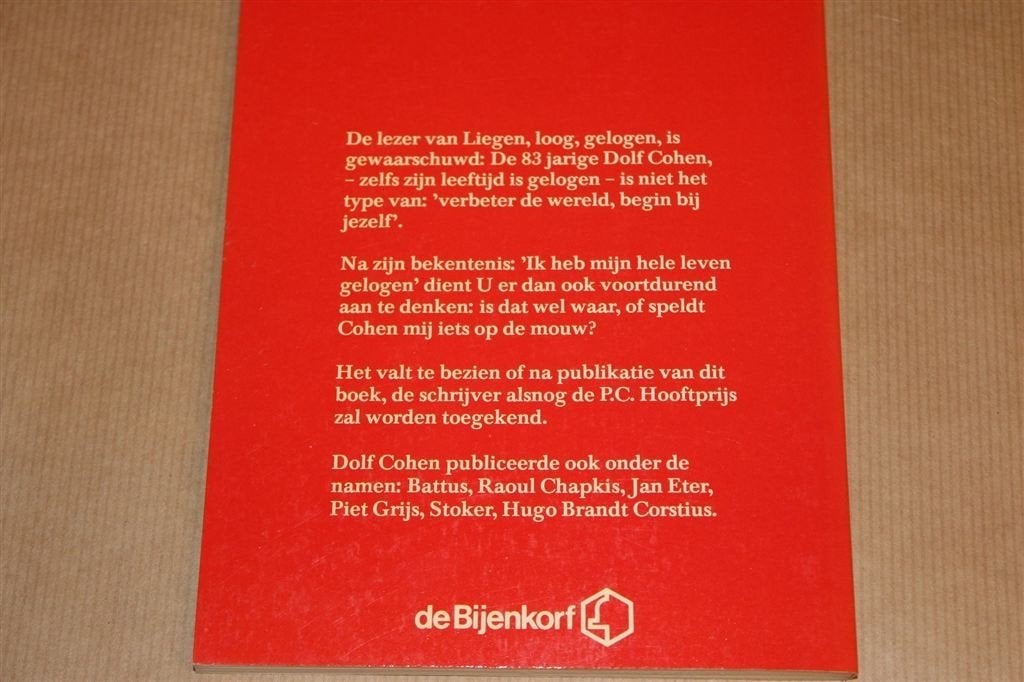 Liegen, Loog, Gelogen — Cohen — Geschenkboek Bijenkorf, Ophalen of Verzenden, Gelezen