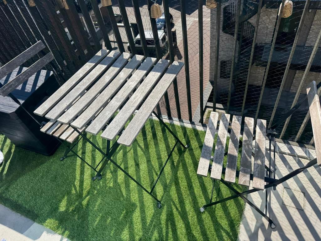 Ikea tuinset - Tafel met 2 stoelen, Gebruikt, Eettafel, Tuinset, Hout
