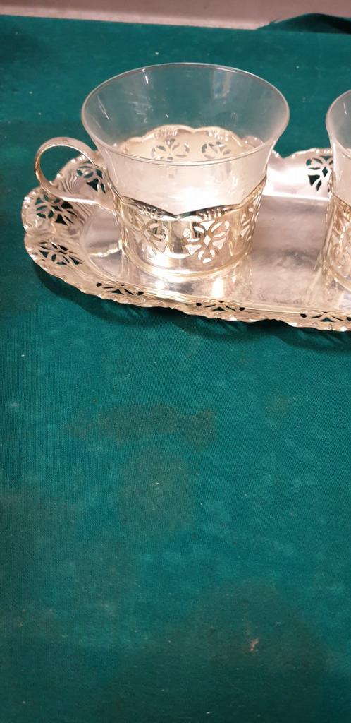 theekopjes met plateau vintage, Verzamelen, Retro, Ophalen of Verzenden