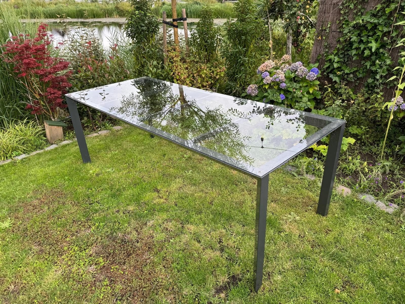 Tuintafel tuin tafel glas aluminium metaal 240 x 100, Ophalen, Gebruikt, Rechthoekig, Aluminium