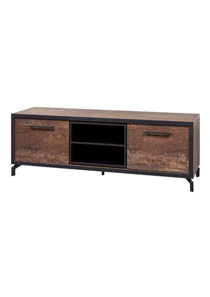 Moderne Industriële TV-Tafel - 184x55x50cm, Overige houtsoorten, 150 tot 200 cm, Nieuw, Industrieel, Modern