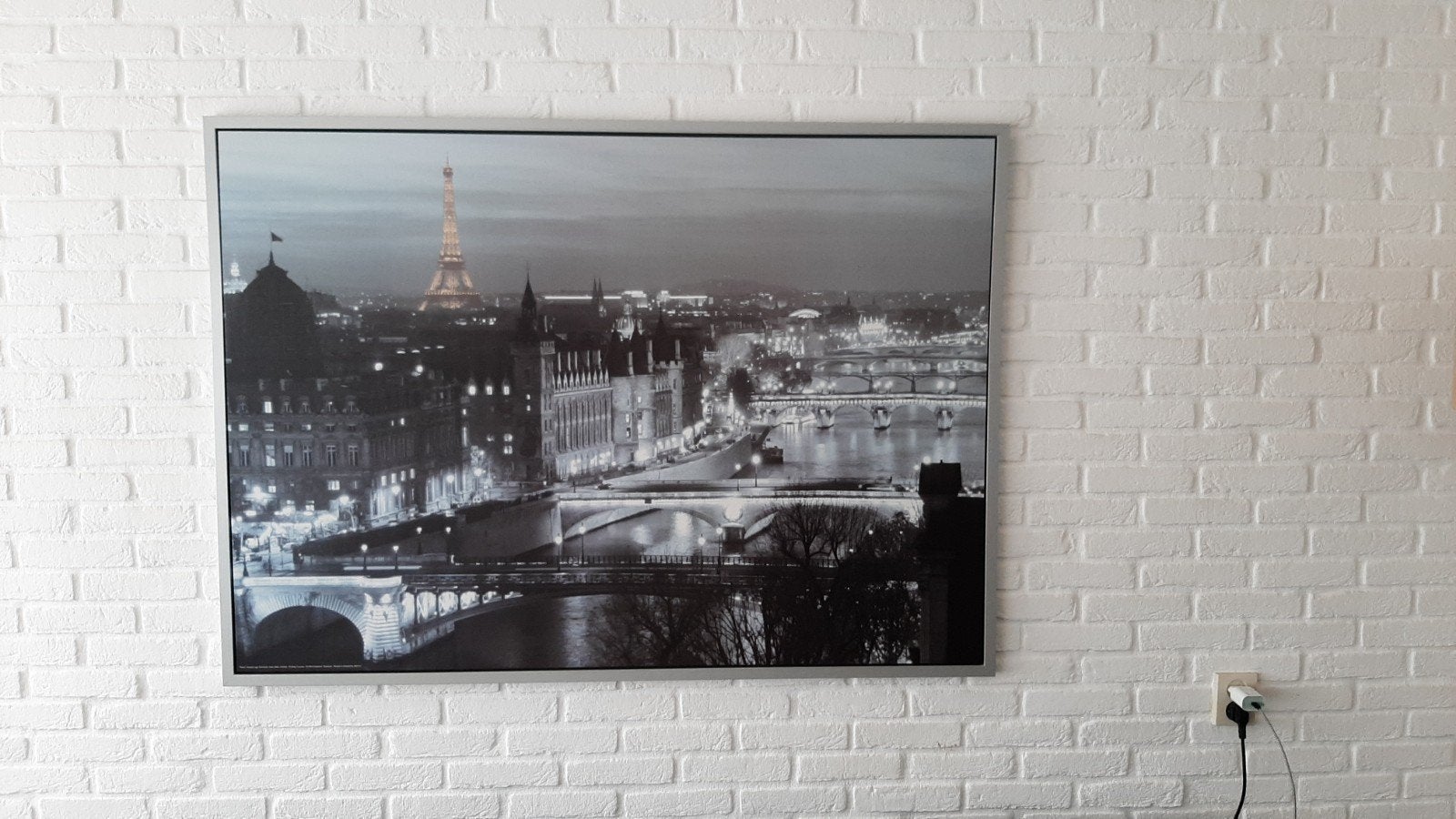 Grote foto Parijs met Eiffeltoren, zwart-wit, Ophalen, Gebruikt, 125 cm of meer, Foto of Poster