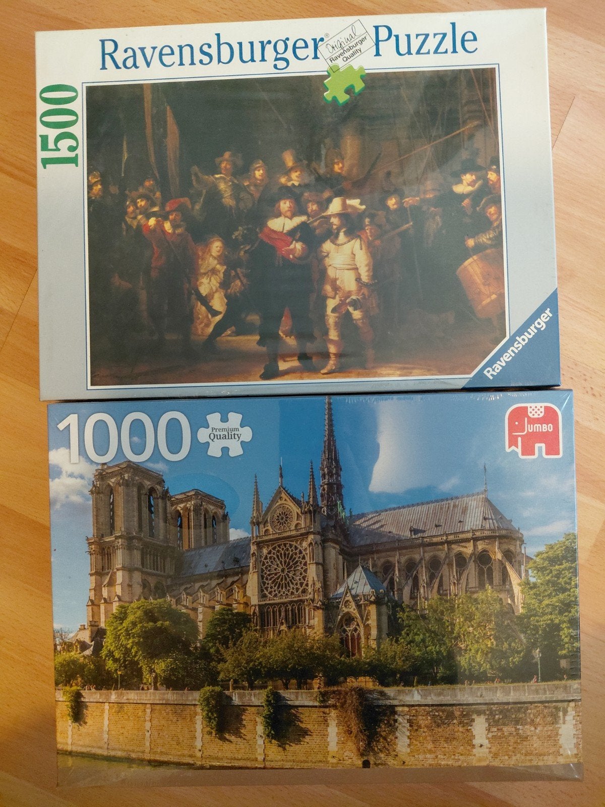 Nieuw in seal Ravensburger Nachtwacht + Jumbo Notre Dame, Hobby en Vrije tijd, Denksport en Puzzels, Ophalen of Verzenden, 500 t/m 1500 stukjes