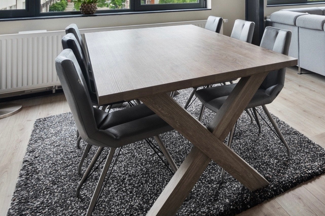 6 Xooon eetkamerstoelen met hoezen, Huis en Inrichting, Stoelen, Ophalen, Gebruikt, Leer, Grijs