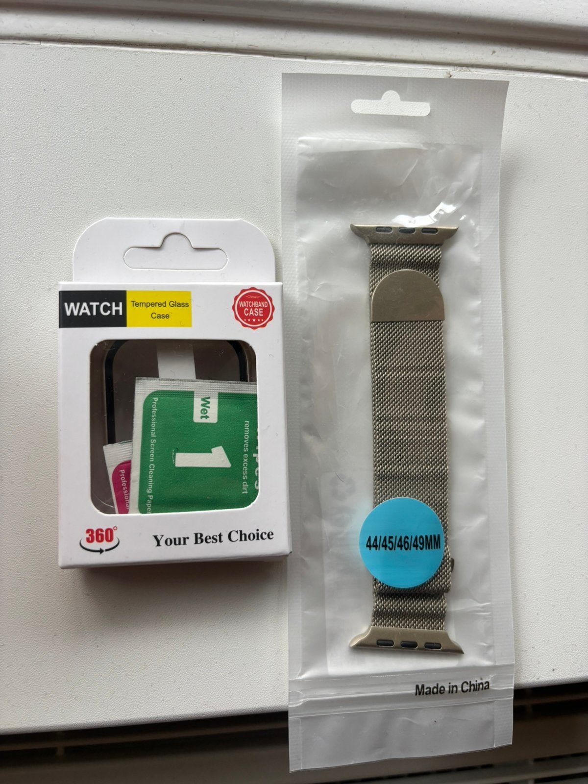 Apple watch 11 bandje en beschermcase 46mm, Ophalen of Verzenden, Nieuw, Zilver, IOS