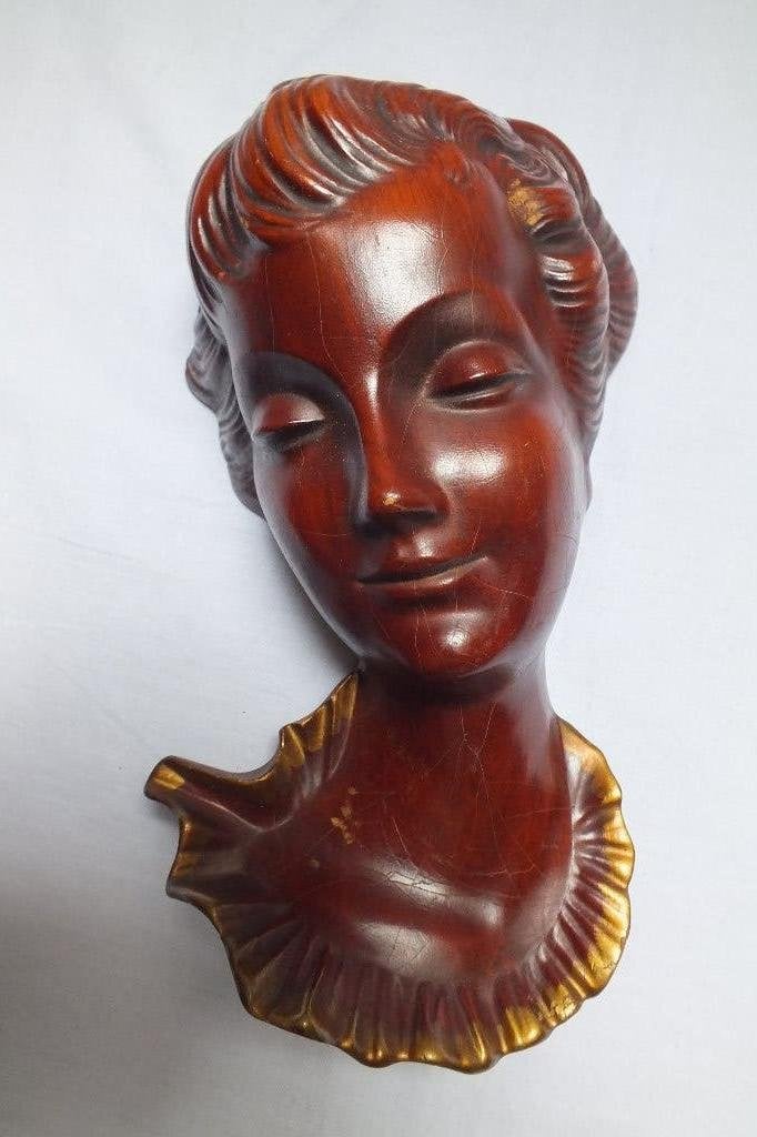Wandmasker Goebel., Gebruikt, Klassiek, Bruin, 13 cm