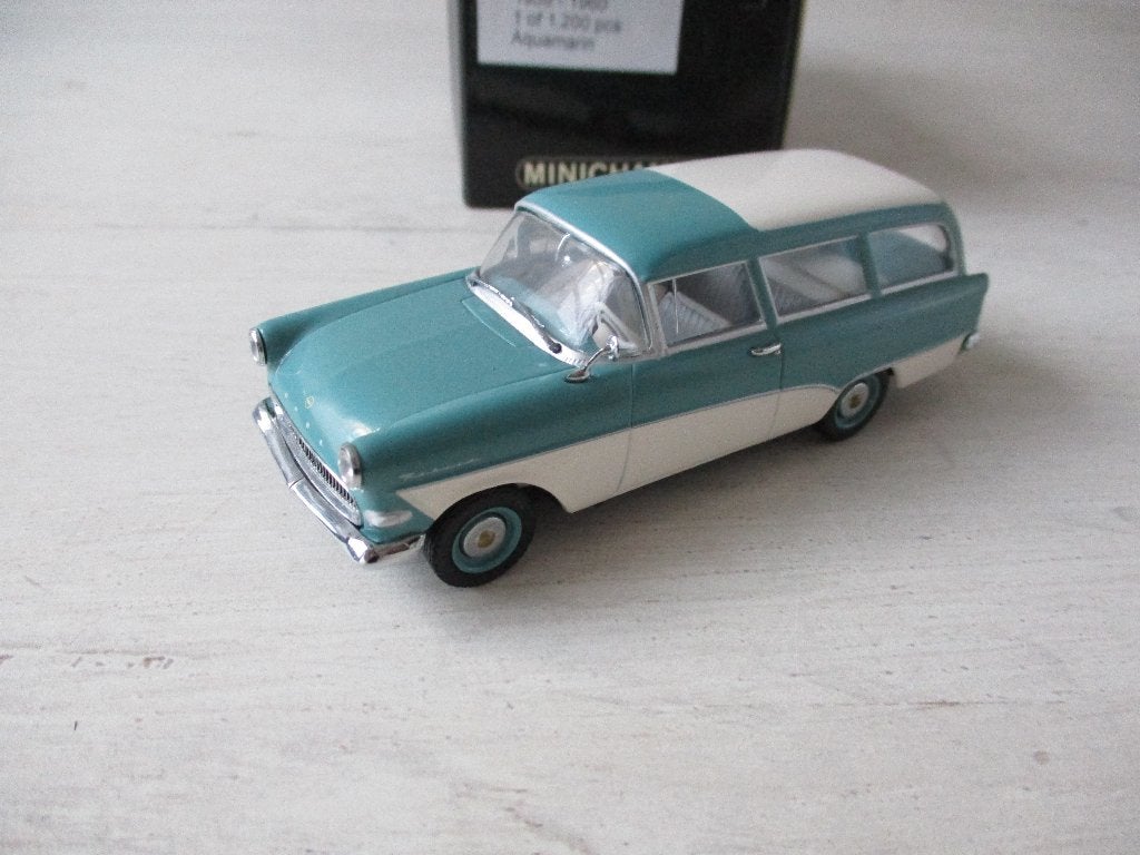 Minichamps Opel Rekord P1 Caravan Aquamarin, Ophalen of Verzenden, Nieuw, Auto, MiniChamps