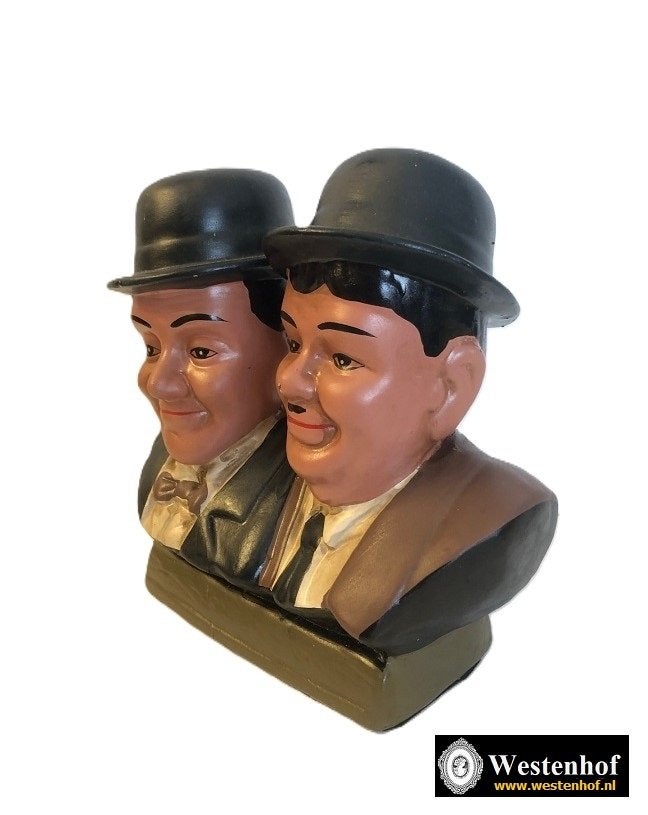 Vintage buste beelden Laurel & Hardy borstbeeld verzameling, Antiek en Kunst, Verzenden, Gips, Buste, 20 - 50 cm