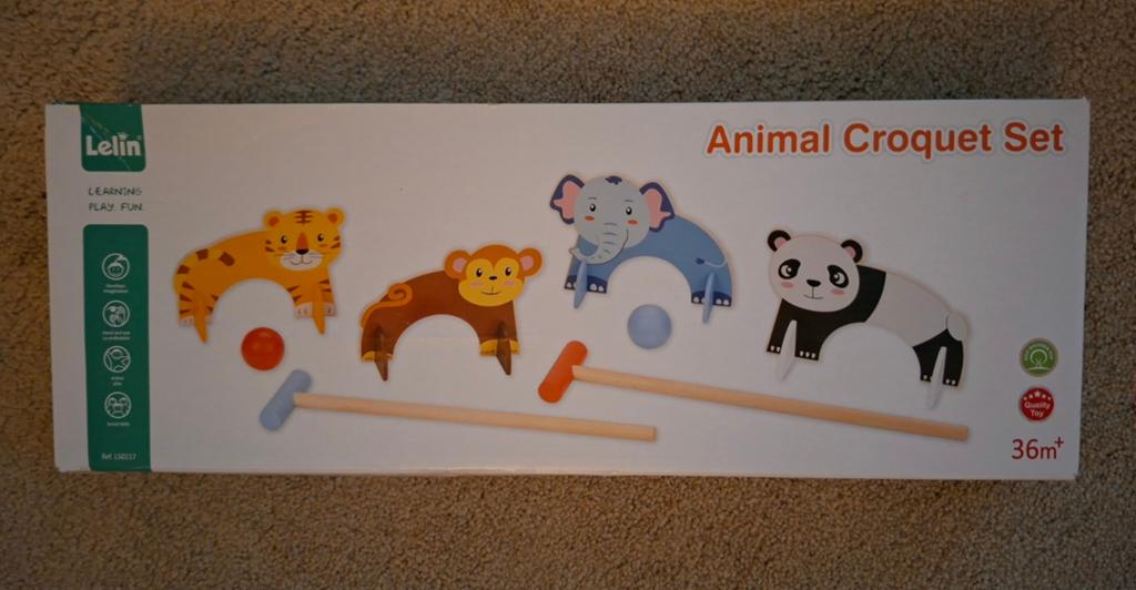 Kado tip * Houten croquet spel met dieren zgan, Kinderen en Baby's, Speelgoed | Buiten | Los speelgoed, Ophalen of Verzenden, Zo goed als nieuw