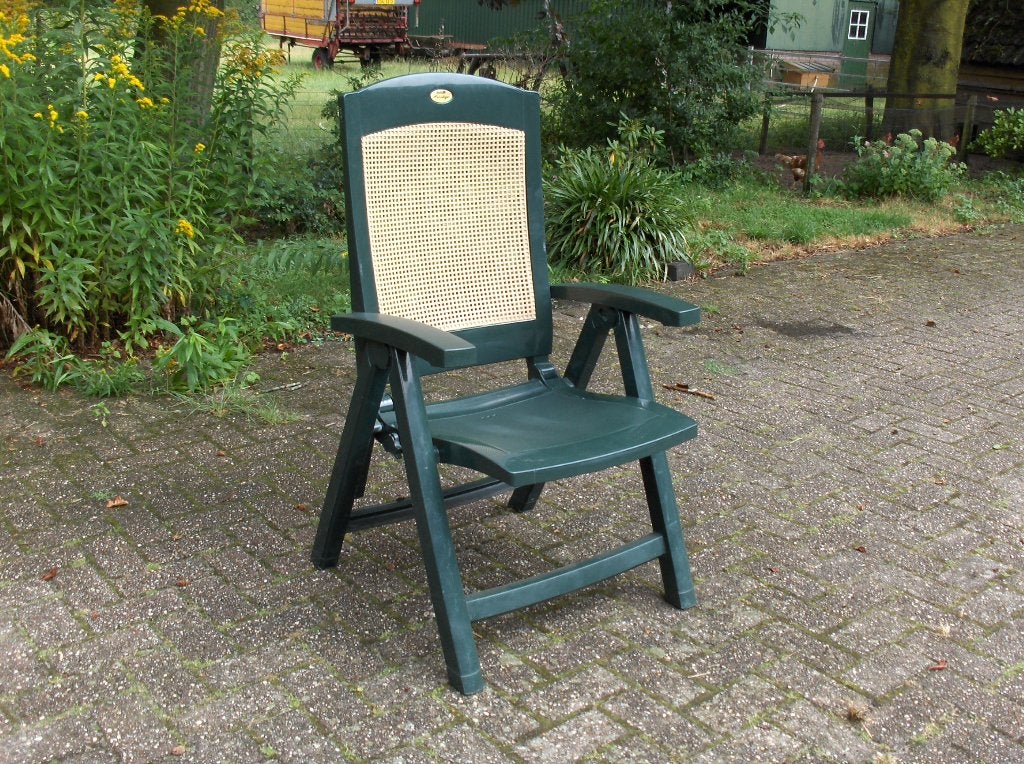 6 Hartman prestige tuinstoelen (groen)met kussens, Ophalen, Zo goed als nieuw, Kunststof, Verstelbaar