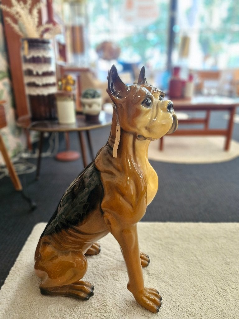 Vintage Keramiek Boxer | Grote Hollywood Regency Hond, Ophalen, Gebruikt, Dier