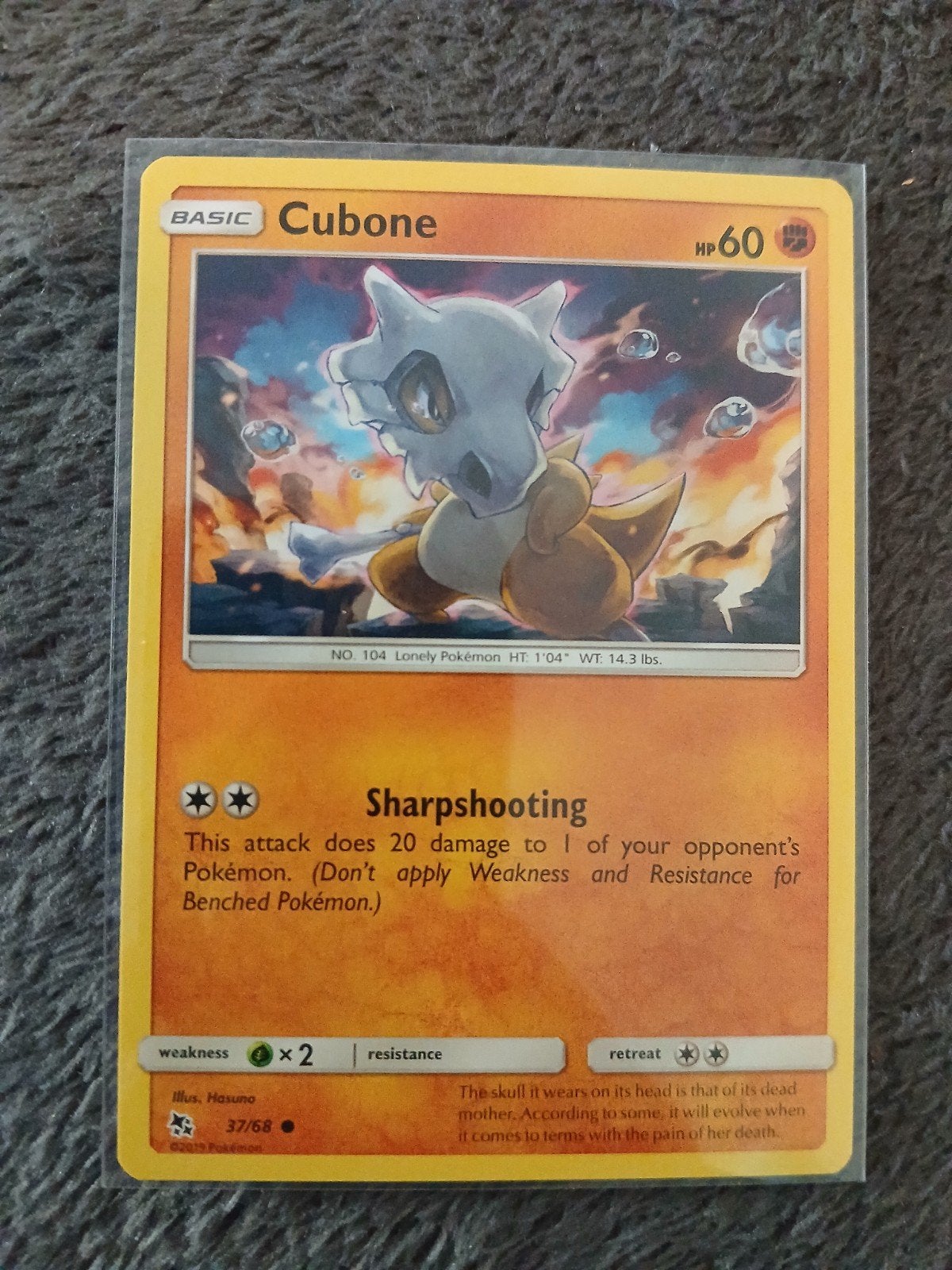 Cubone 37/68 Hidden Fates English NM Pokemon Kaart, Ophalen of Verzenden, Zo goed als nieuw, Losse kaart