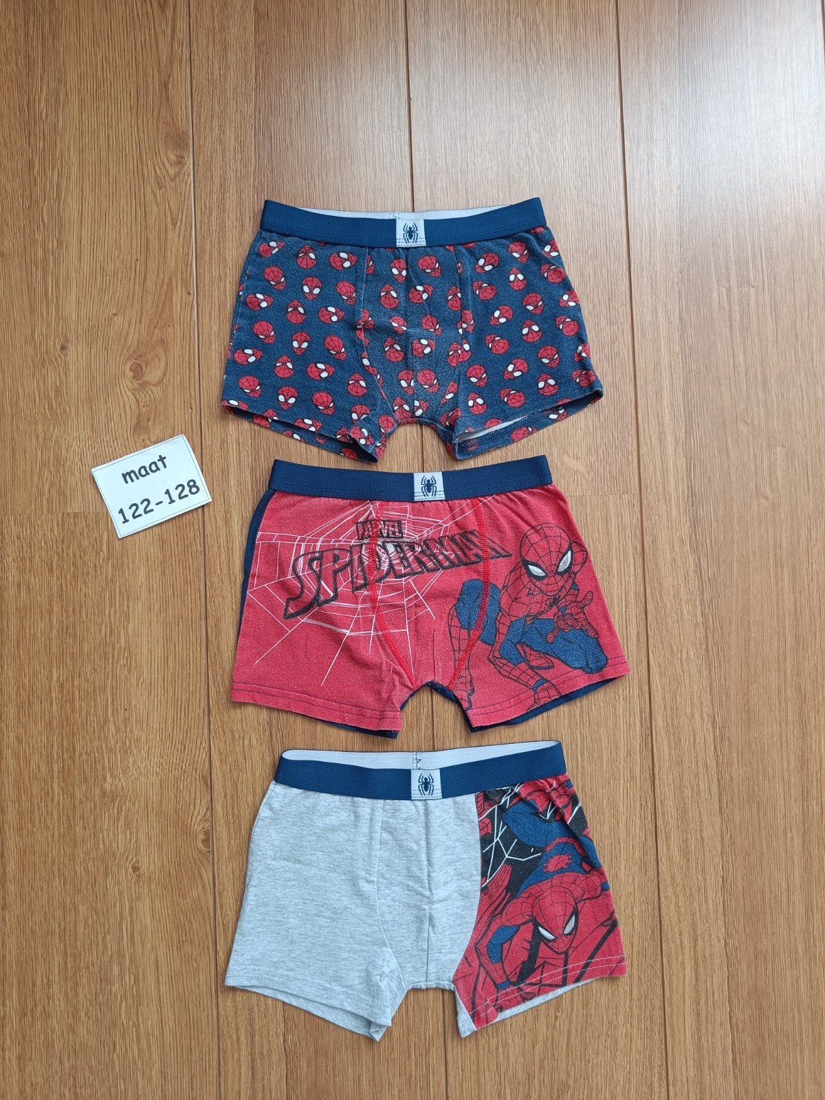 3x Spiderman onderbroeken boxershorts maat 122-128, Nacht- of Onderkleding, Gebruikt, Ophalen of Verzenden, Marvel