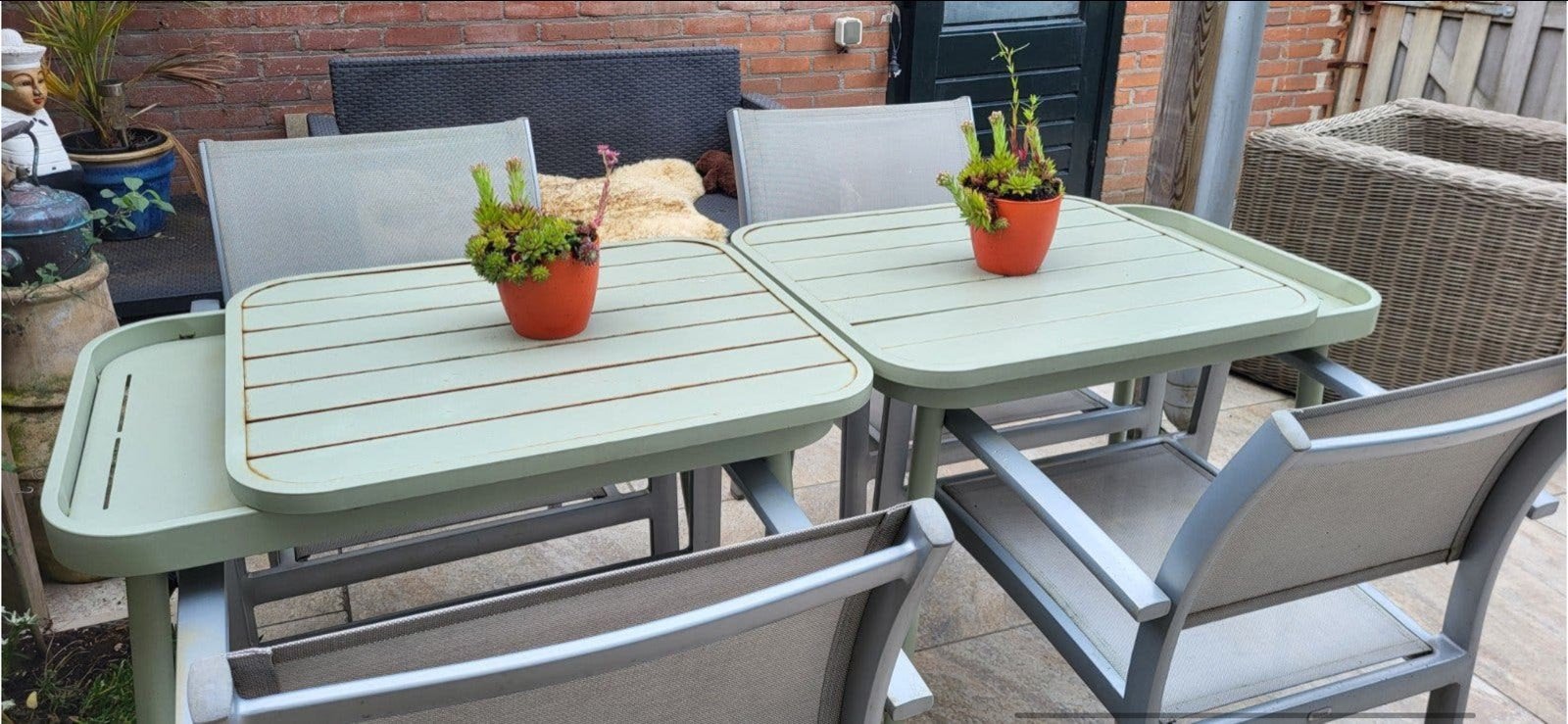 Tuinset met 4 stoelen en 2 tafels - Varashin design, Ophalen, 4 zitplaatsen, Gebruikt, Eettafel