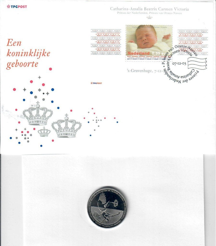 Koninklijke familie envelop met munt, Postzegels en Munten, Munten | Nederland, Ophalen of Verzenden, Koningin Beatrix, Overige waardes