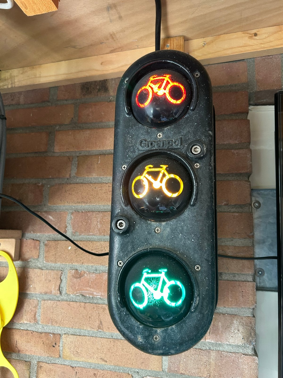 Groenpol Fietsverkeerslicht - Uniek Decoratiestuk Stoplicht, Ophalen, Gebruikt