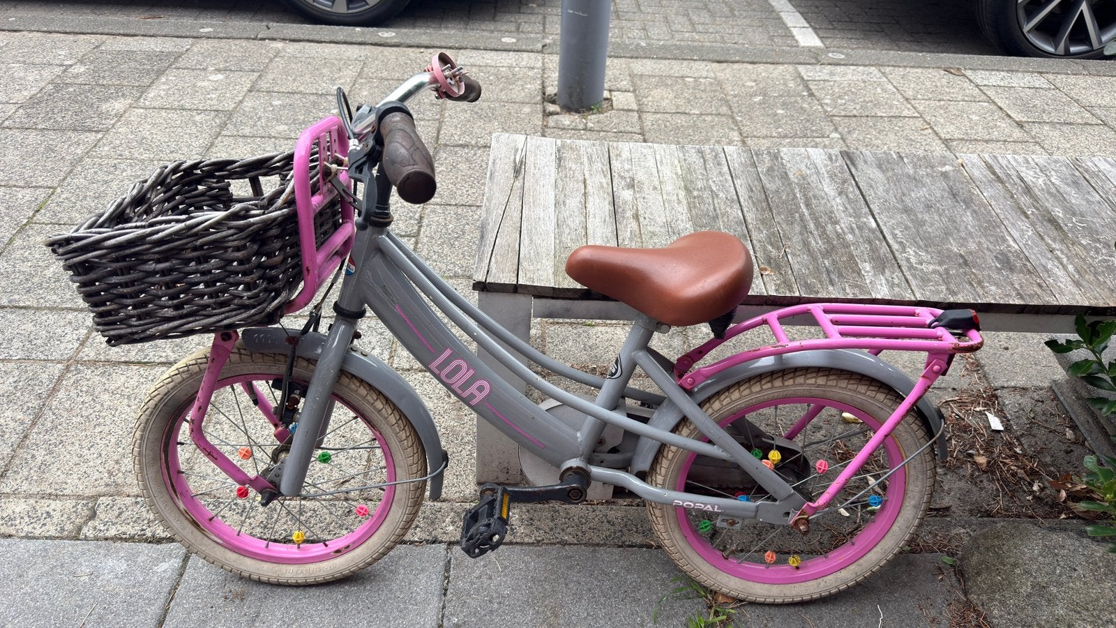 Lola meisjes fiets met mand 16 inch, Ophalen, Terugtraprem, Gebruikt, Handrem