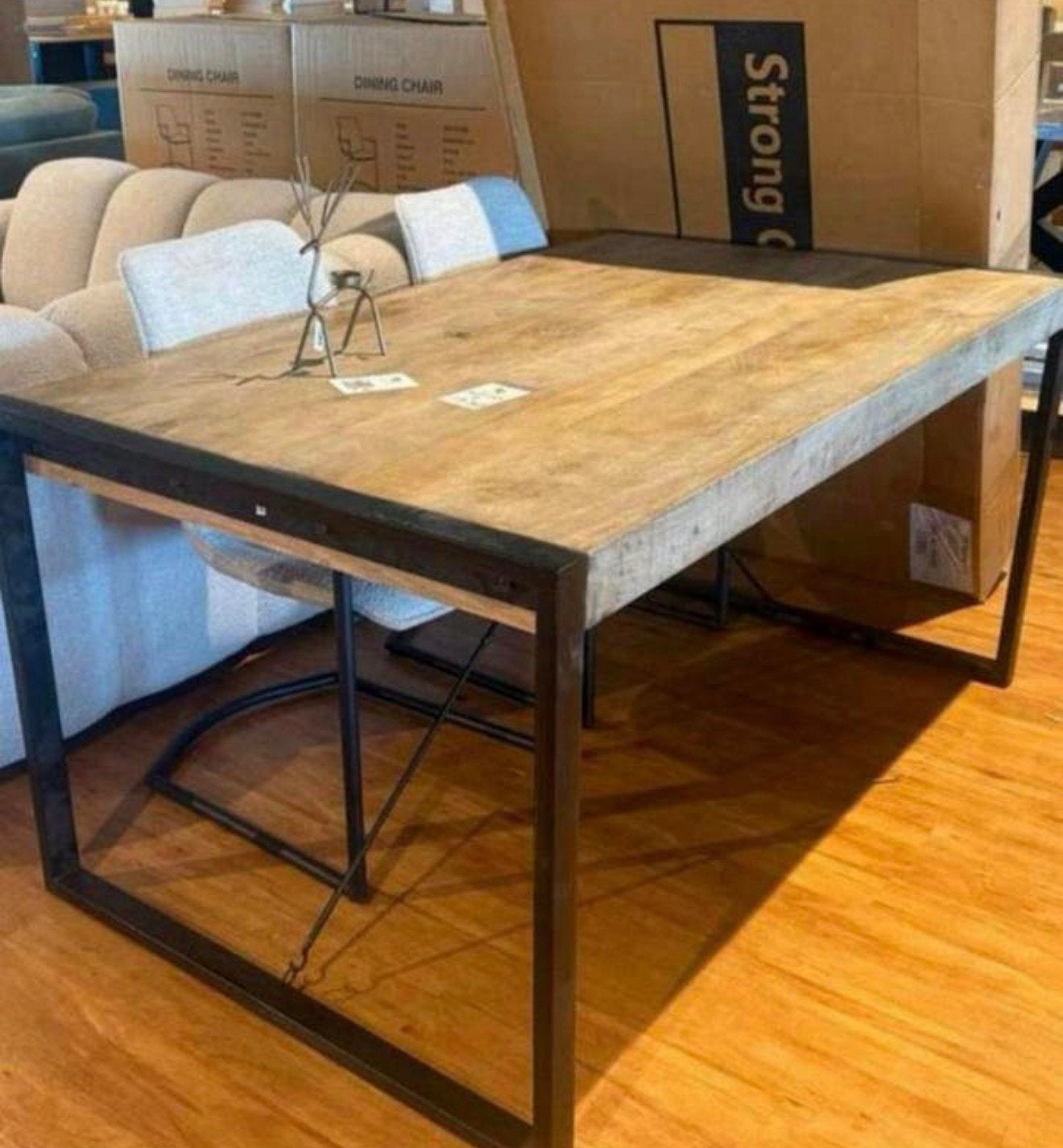 Landelijke Stoere mango houten eettafel 160 x 100 cm, Ophalen, Overige materialen, Nieuw, 50 tot 100 cm