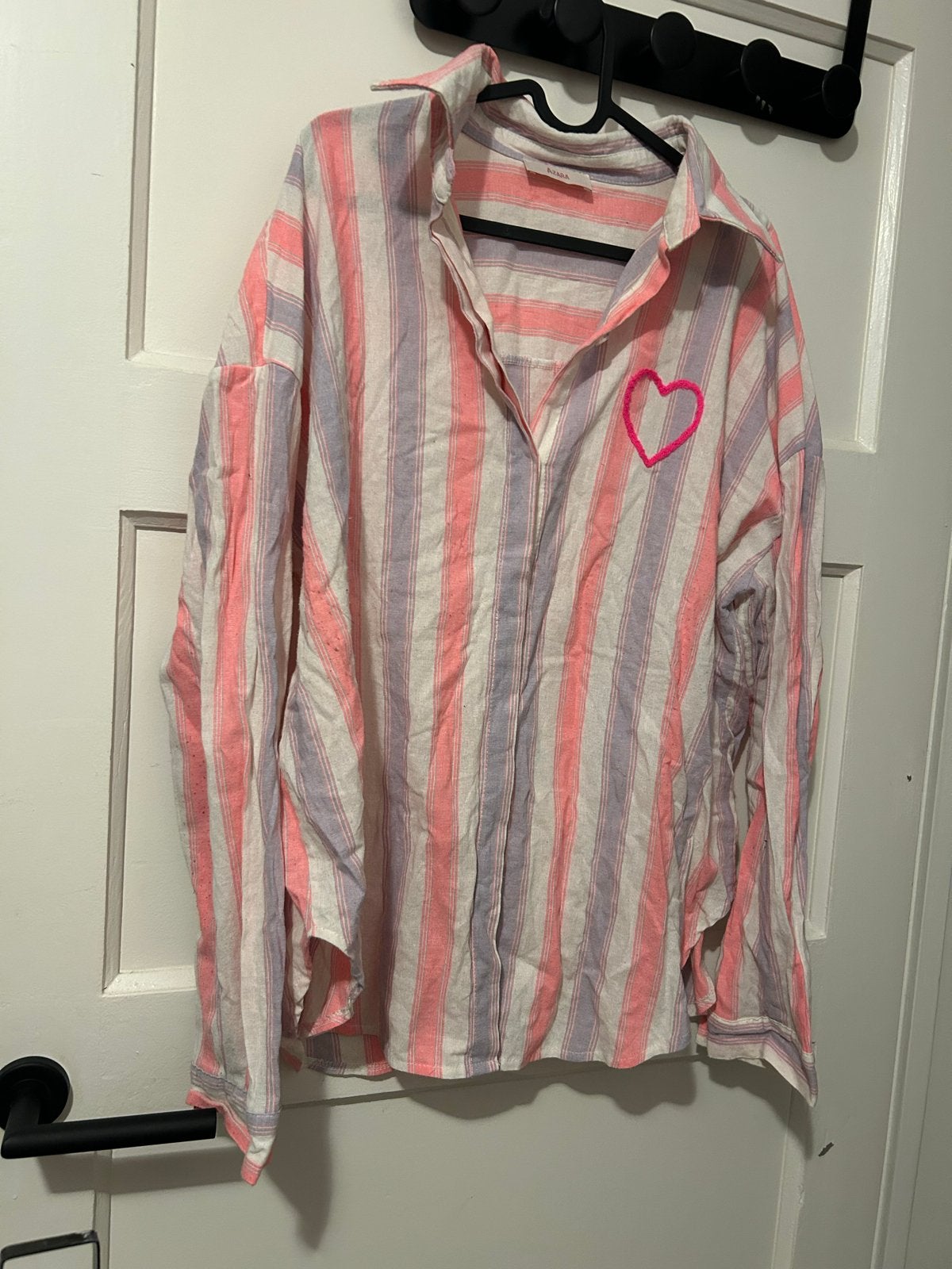 Gestreepte blouse met hartje - Valt als XL, Ophalen of Verzenden, Gedragen, Maat 46/48 (XL) of groter, Meerkleurig