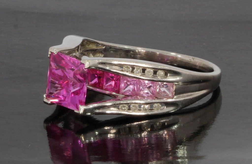Luxe wit gouden ring 16 diamanten roze saffier dame briljant, 18 tot 19, Voordeelsieraden, Verzenden, Zo goed als nieuw