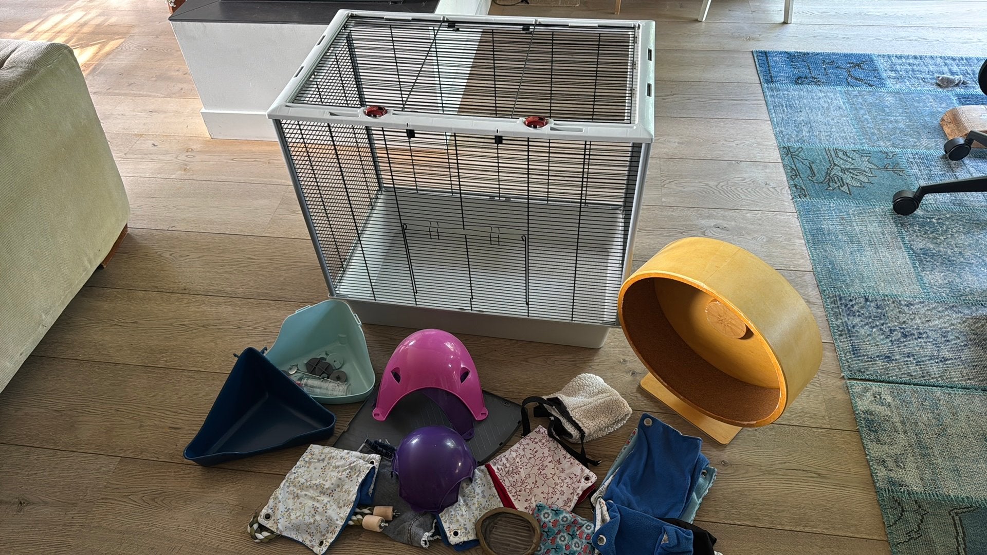Ratten kooi met loopwiel en benodigheidheden, Dieren en Toebehoren, Hondenbenches, Ophalen of Verzenden, Zo goed als nieuw