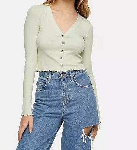 Limon green top (Topshop), Ophalen of Verzenden, Lange mouw, Maat 34 (XS) of kleiner, Groen