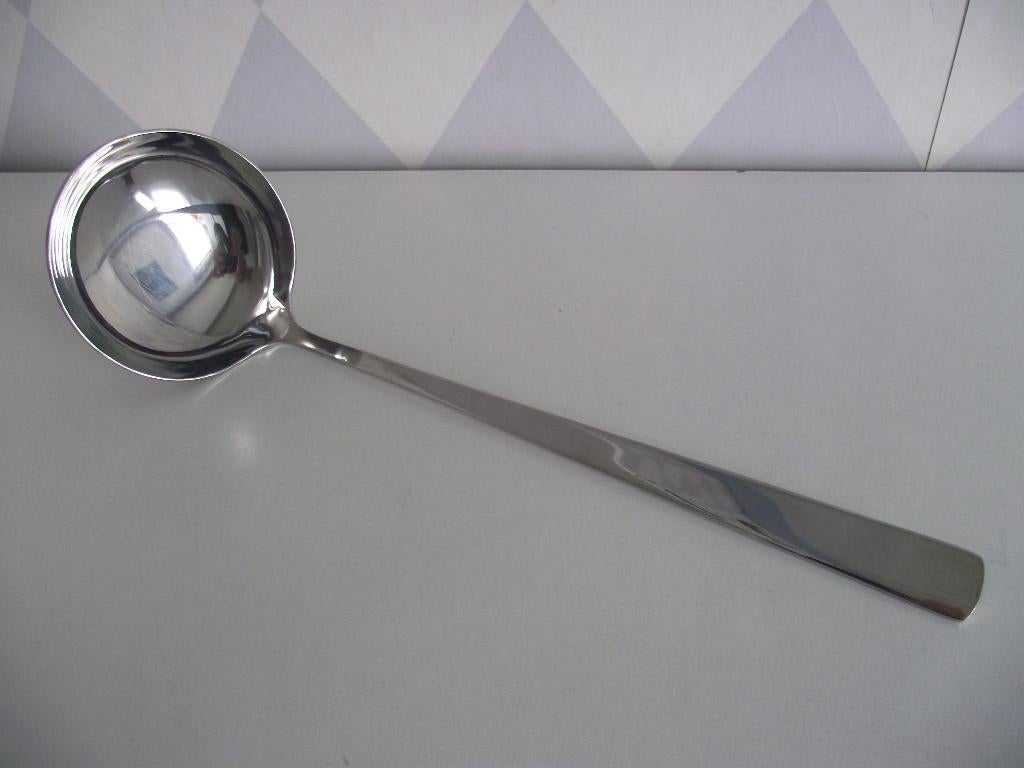 RVS soep opscheplepel Sola G Z met rechte steel 30 cm, Antiek en Kunst, Ophalen of Verzenden