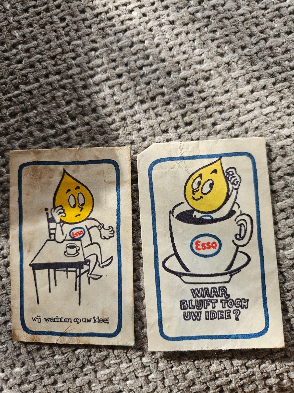 Esso suikerzakjes 'Wij wachten op uw idee!', Verzamelen, Ophalen of Verzenden, Gebruikt, Reclamebord