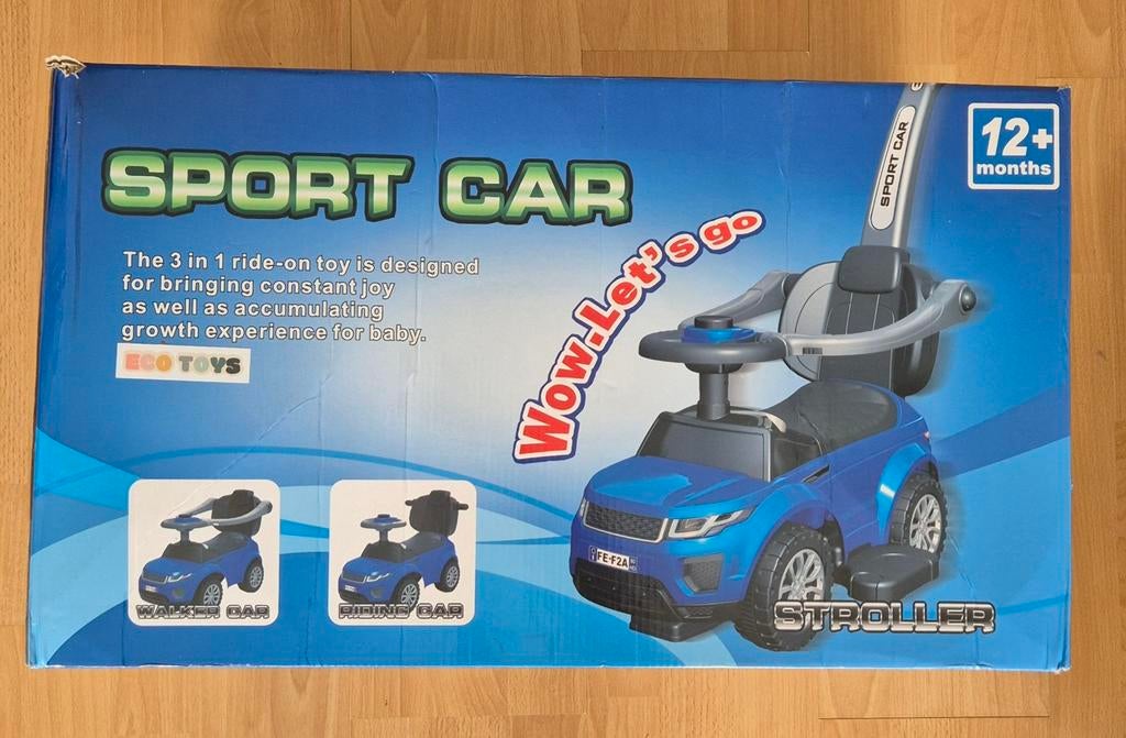 Eco Toys Sport Car Blauw 3-in-1 Loopauto, Ophalen, Nieuw, Loopvoertuig