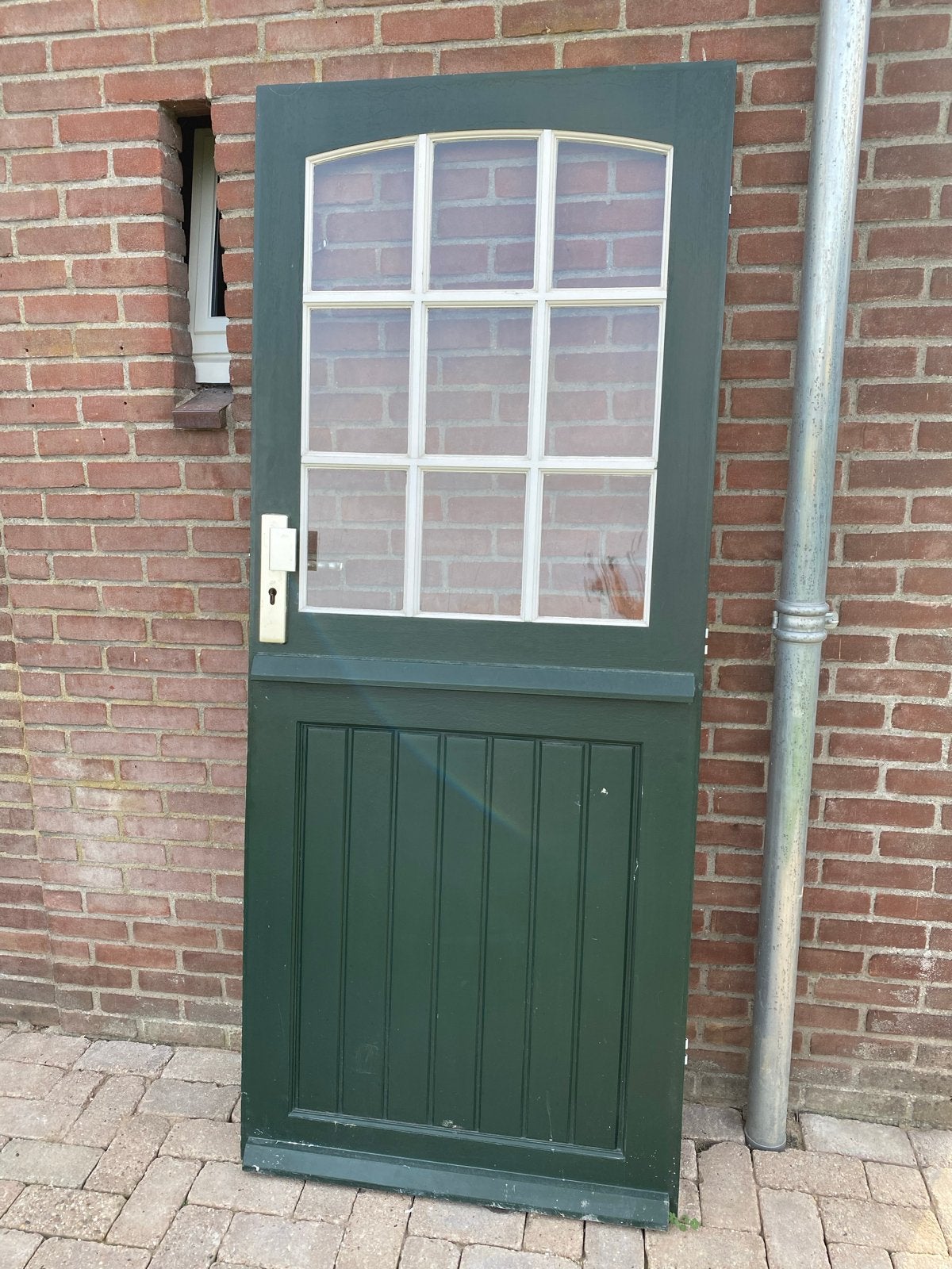 Hardhouten voordeur 880x210 cm, linksdraaiend, enkel glas, Gebruikt, 80 tot 100 cm, Ophalen of Verzenden, Buitendeur