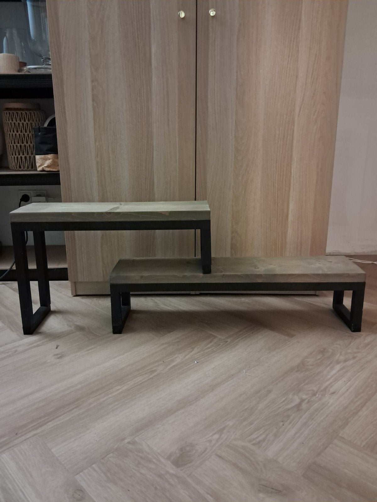 Set decoratiebankjes voor vensterbank, Ophalen, Hout, Zo goed als nieuw, Modern