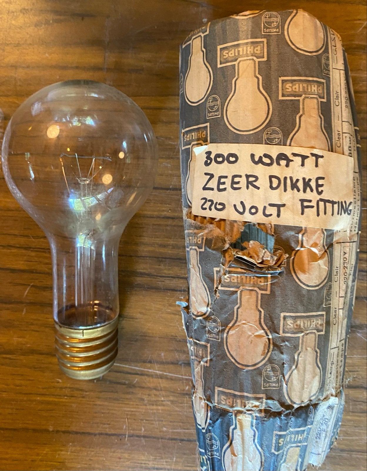 Vintage Philips 300W Gloeilamp - Industriële Stijl, Ophalen of Verzenden
