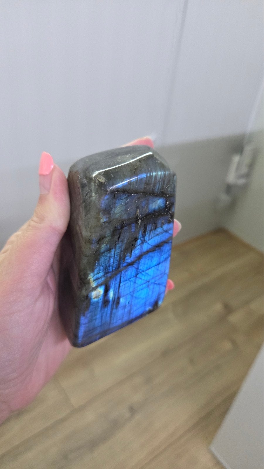 Mooie Labradoriet Freeform - 470 gram, 9,5 x 6 cm, Verzamelen, Ophalen of Verzenden