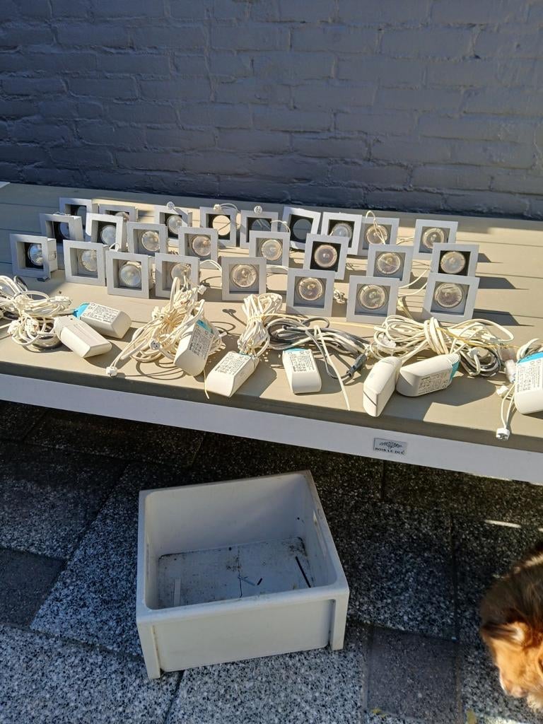 Partij inbouwspots met transformator - Halogeen, Gebruikt, Metaal of Aluminium, Ophalen of Verzenden, Inbouw