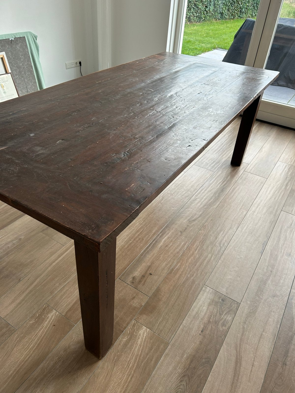 Robuuste houten eettafel met lade, Antiek en Kunst, Antiek | Meubels | Tafels, Ophalen